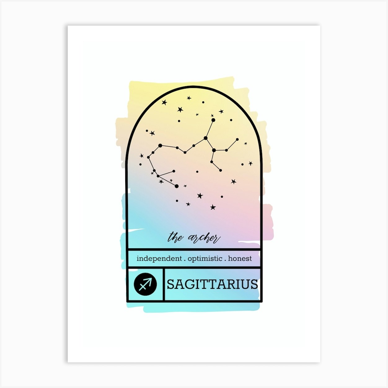 Sagittarius Zodiac Sign Rainbow Gradient Art Print By Jande Summer Fy 0192