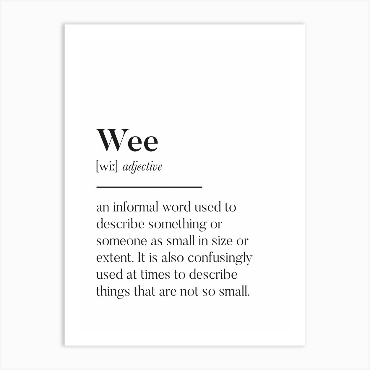 Wee Scottish Slang Definition Scots Banter Art Print by Kalloway Design