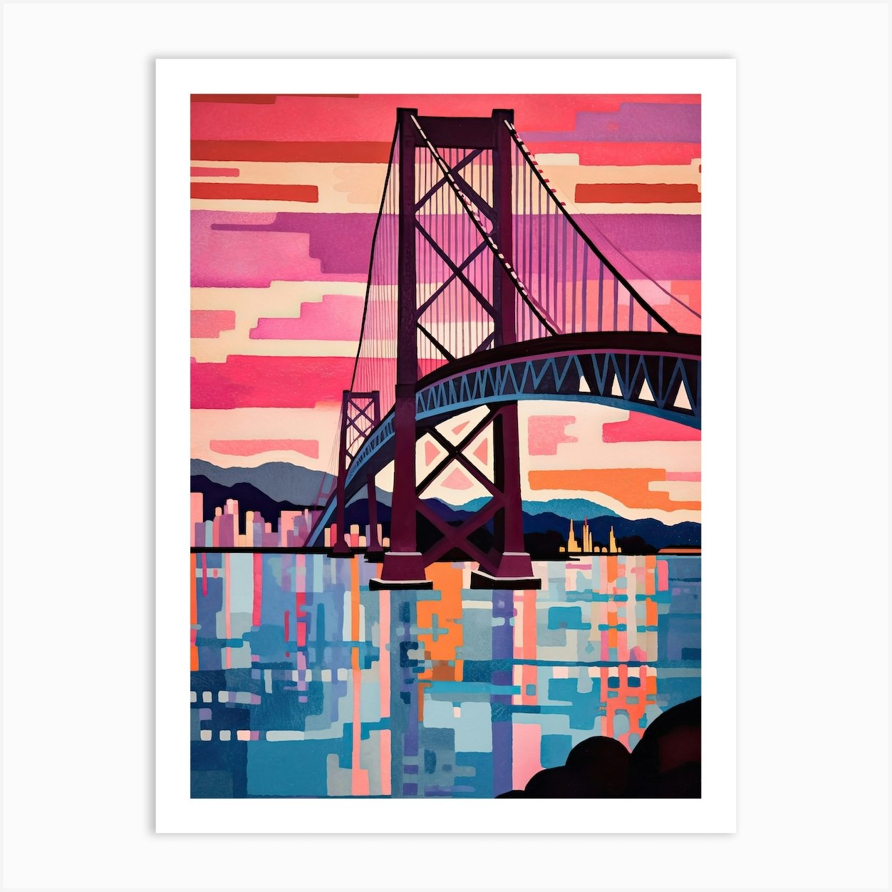 Forth Bridge Scotland Colourful 1 Art Print by Travel Poster Collection ...