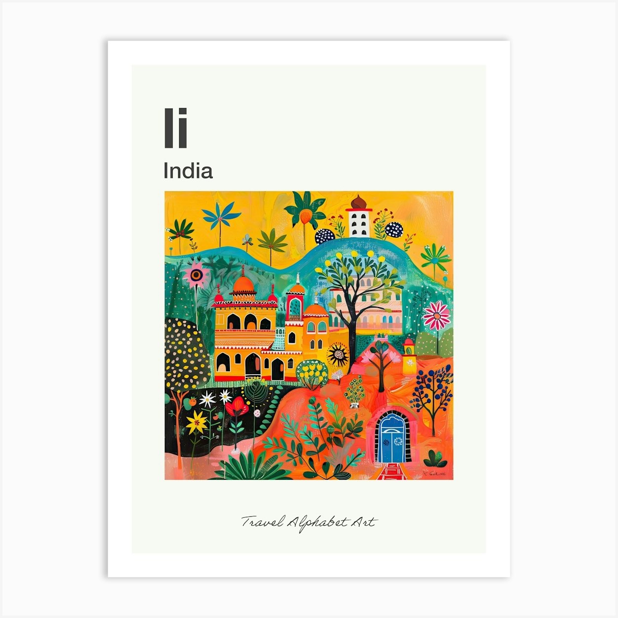 Kids Travel Alphabet India 2 Art Print by Scribble Studio Fy