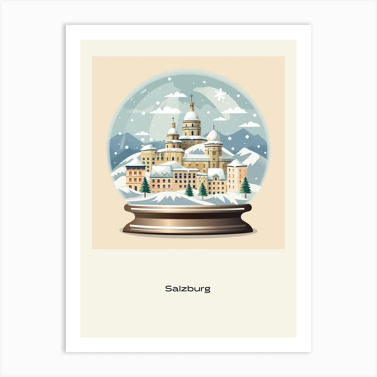 Salzburg Austria 3 Snowglobe Poster Art Print by Bon Hiver Prints Fy