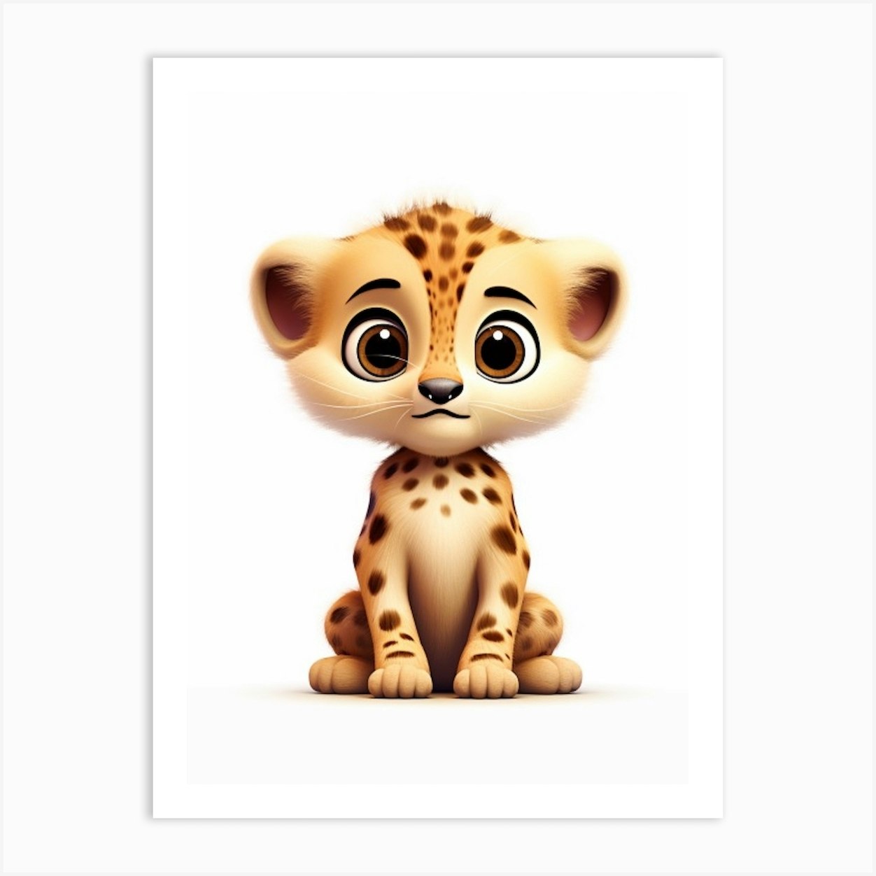 Watercolour Jungle Animal Baby Cheetah 3 Art Print by Tiny Wonders