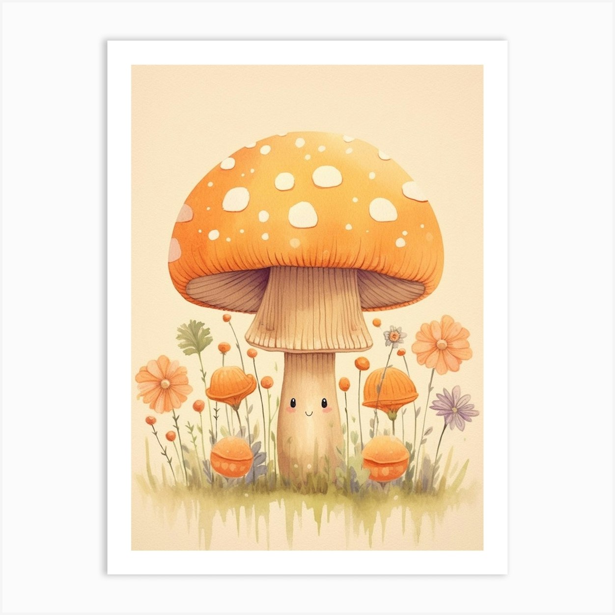Cute Mushroom Nursery 3 Art Print by Enchanted Prints Fy