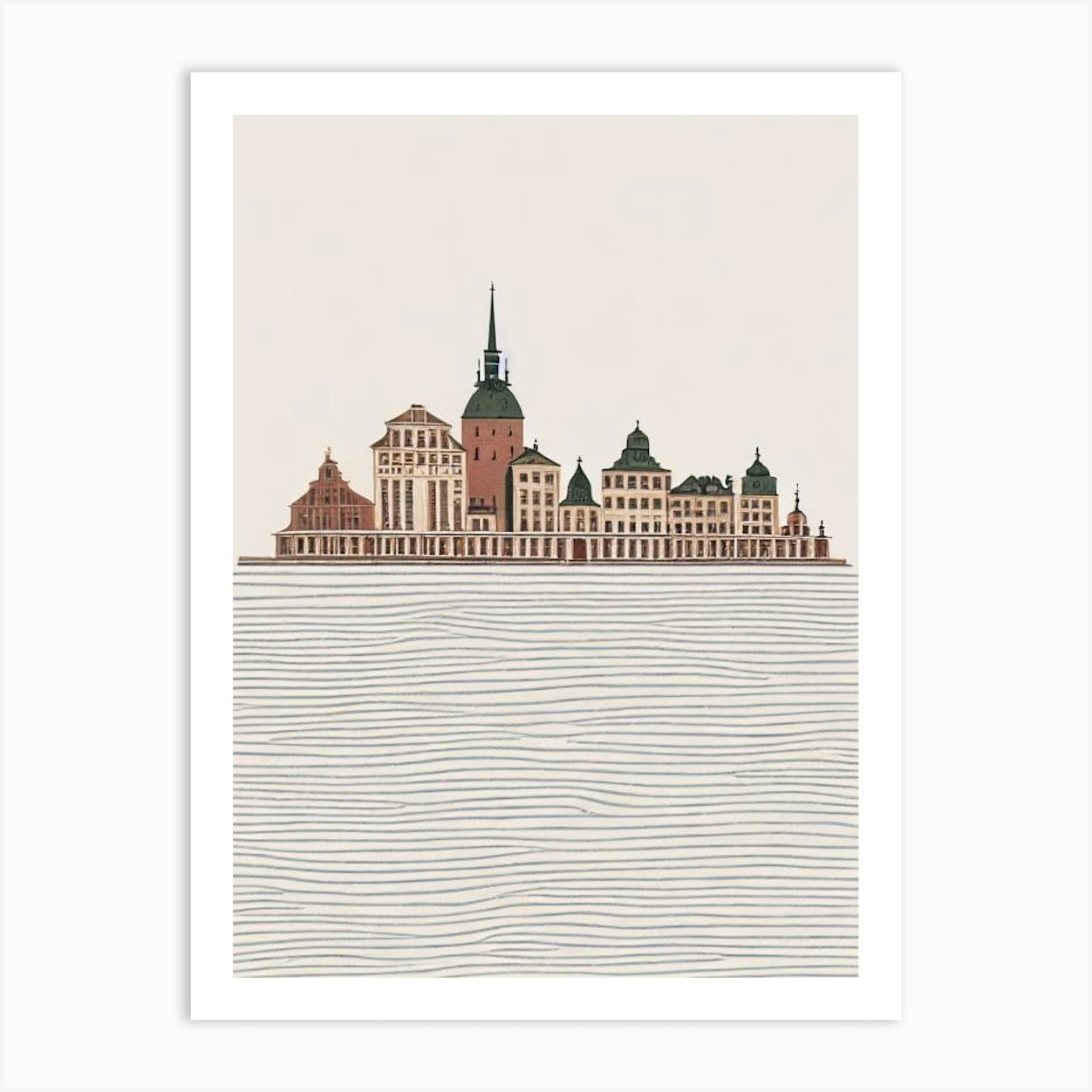 Gamla Stan (Old Town) Stockholm Boho Landmark Illustration Art Print by ...