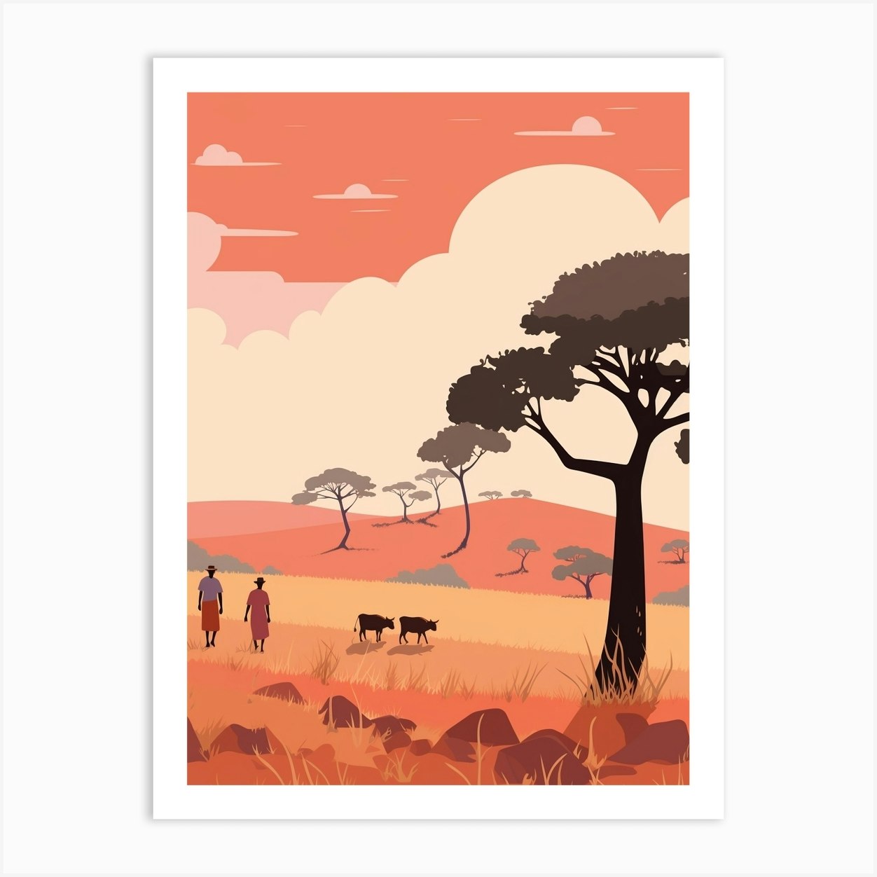 Kenya Travel Illustration Art Print by WanderWall Prints Fy