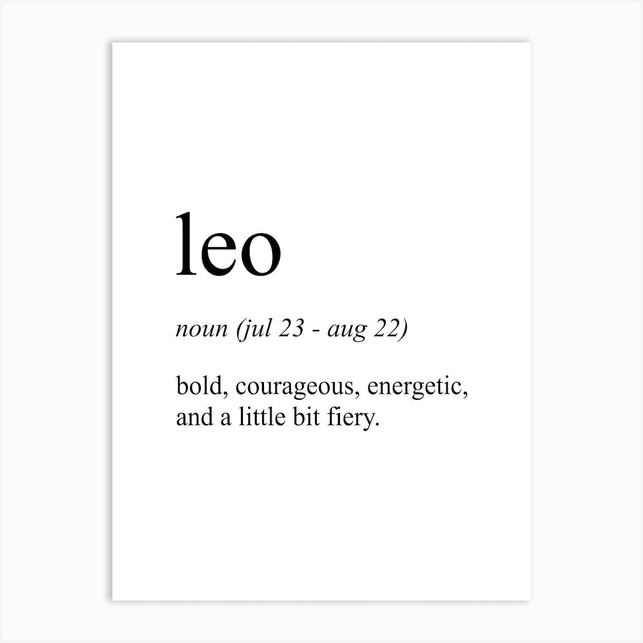 Leo Star Sign Definition Meaning Art Print by Pixy Paper Fy