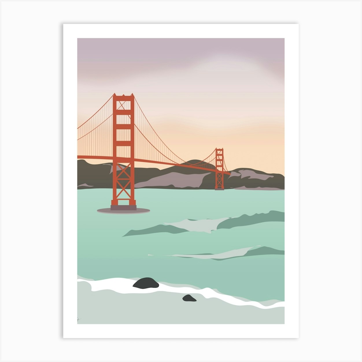 Waves under the Golden Gate Bridge, San Francisco, California Art Print ...