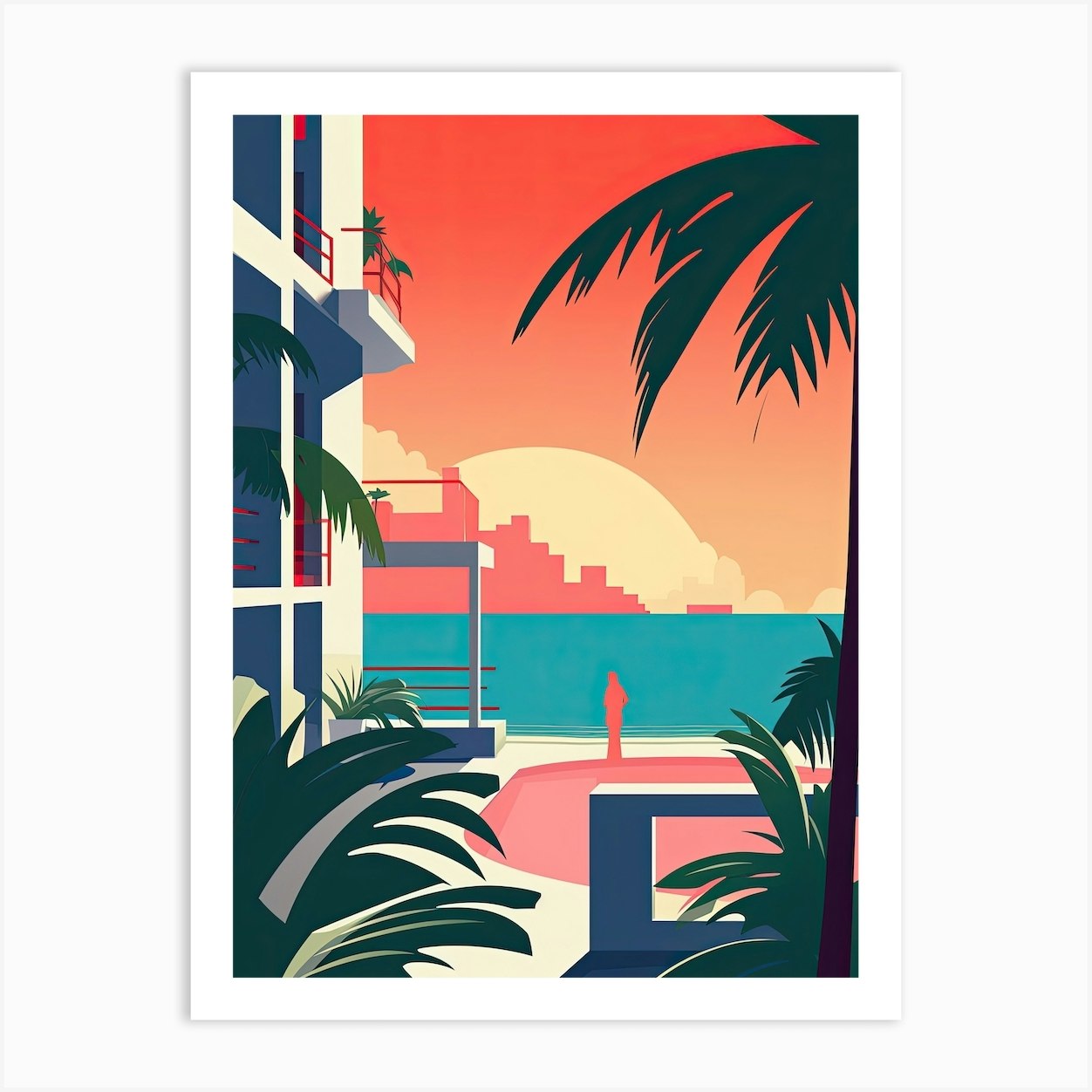 Cancun, Mexico, Bold Outlines 3 Art Print by Dreamy Seasons Art - Fy