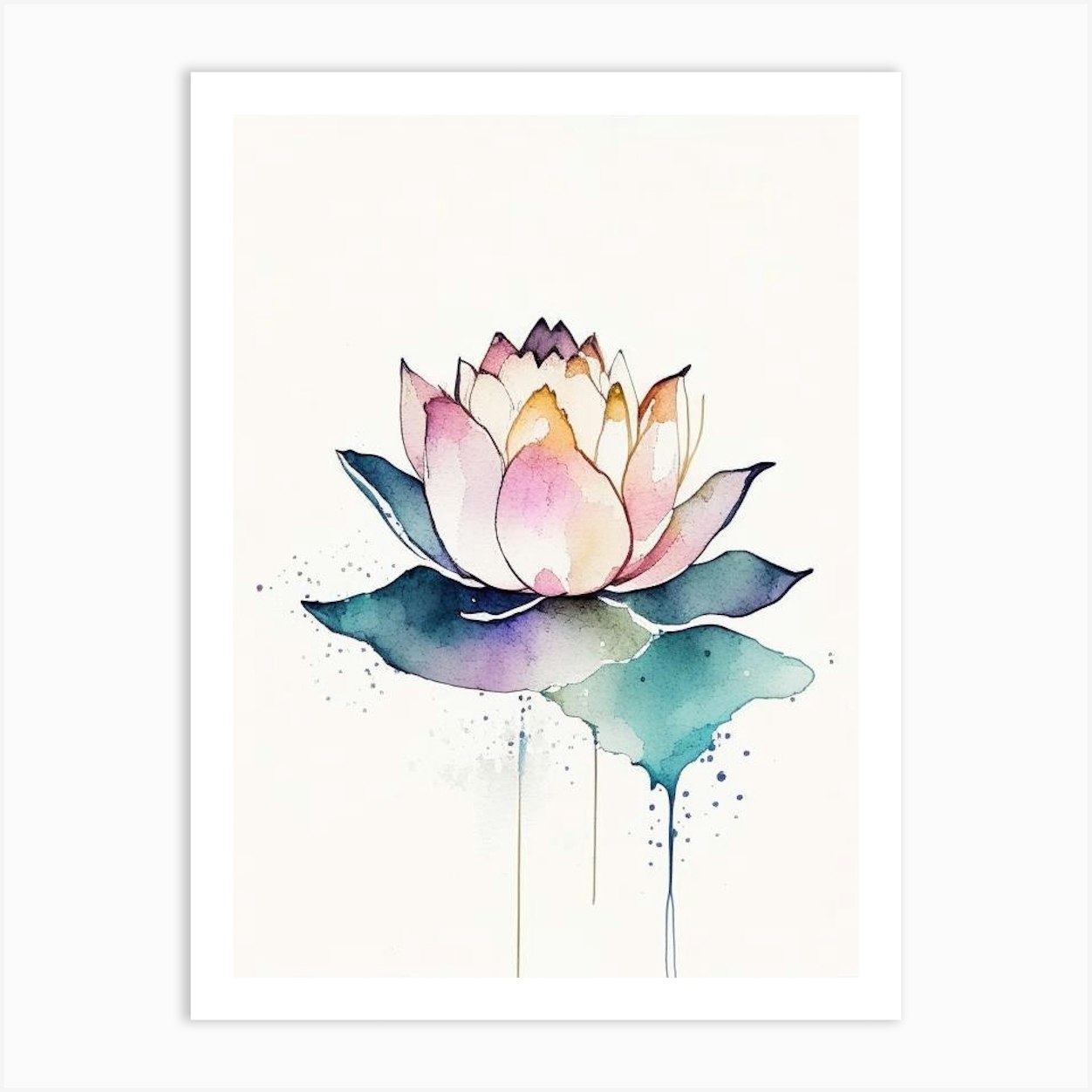 Lotus Flower, Buddhist Symbol Minimal Watercolour 4 Art Print by The ...