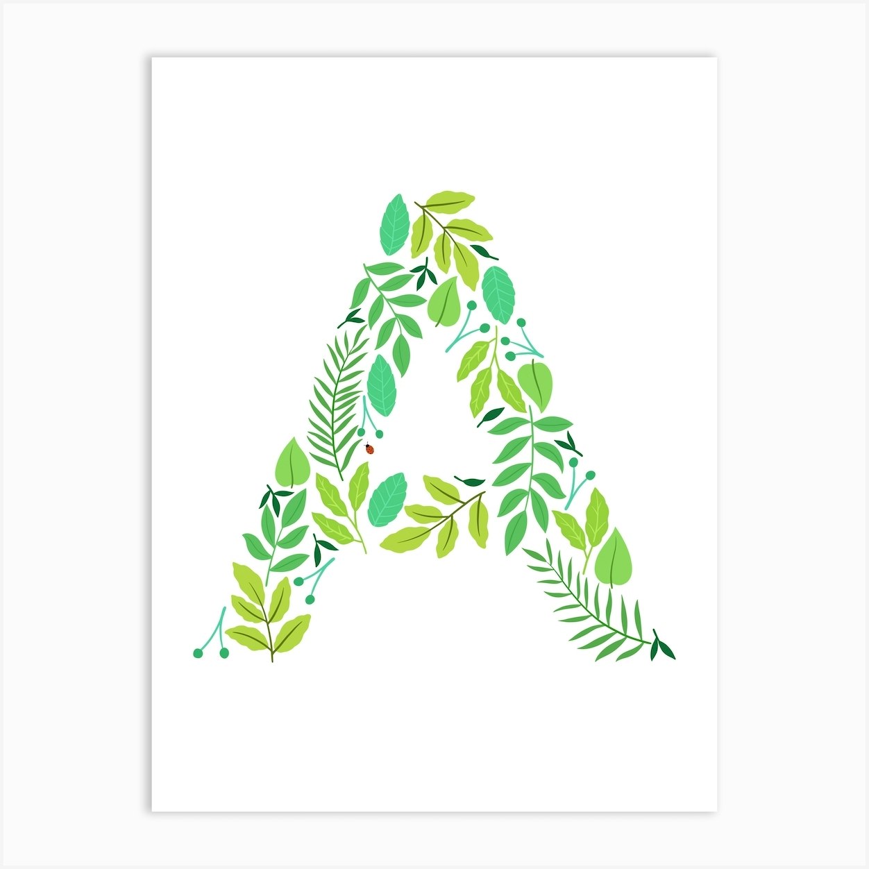 Leafy Letter A Art Print by Libby Hagger - Fy