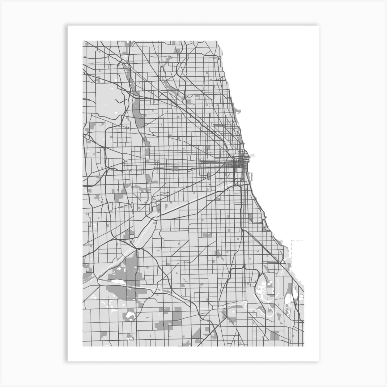 Chicago City Map Art Print by Akio Briliant - Fy