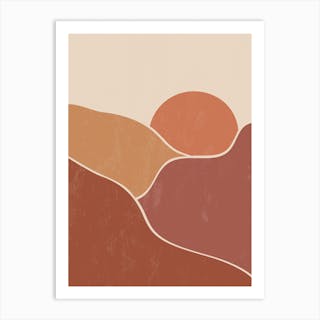 Mountain Sun Two Art Print by The Crayon Studio - Fy