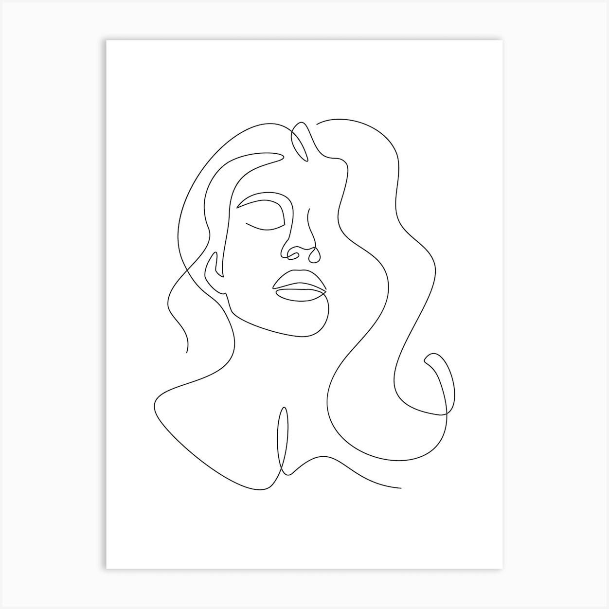 Continuous line drawing face sales