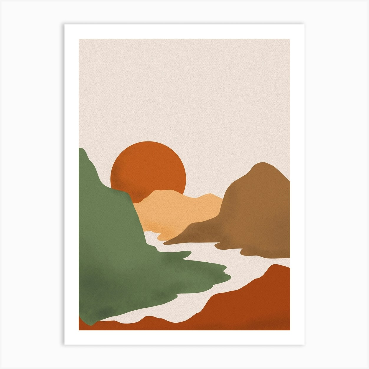 Sunset River Mountains Art Print by Gush Art Studio - Fy