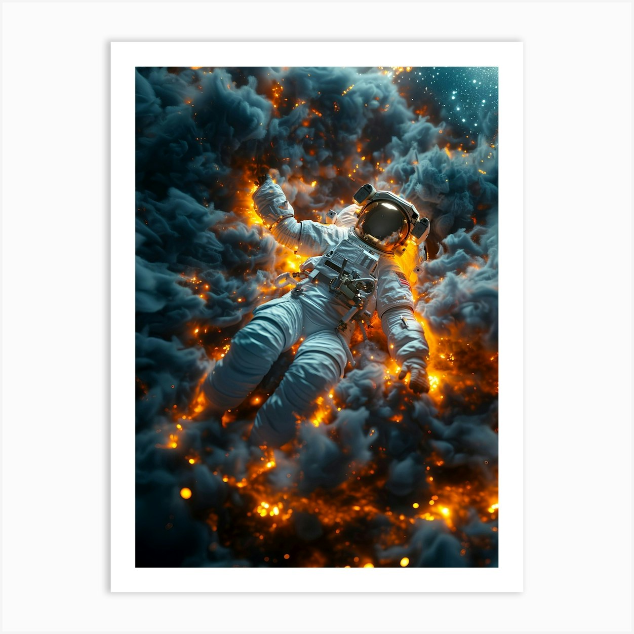 Astronaut In Space Chaos Art Print by Ritvik Takkar - Fy