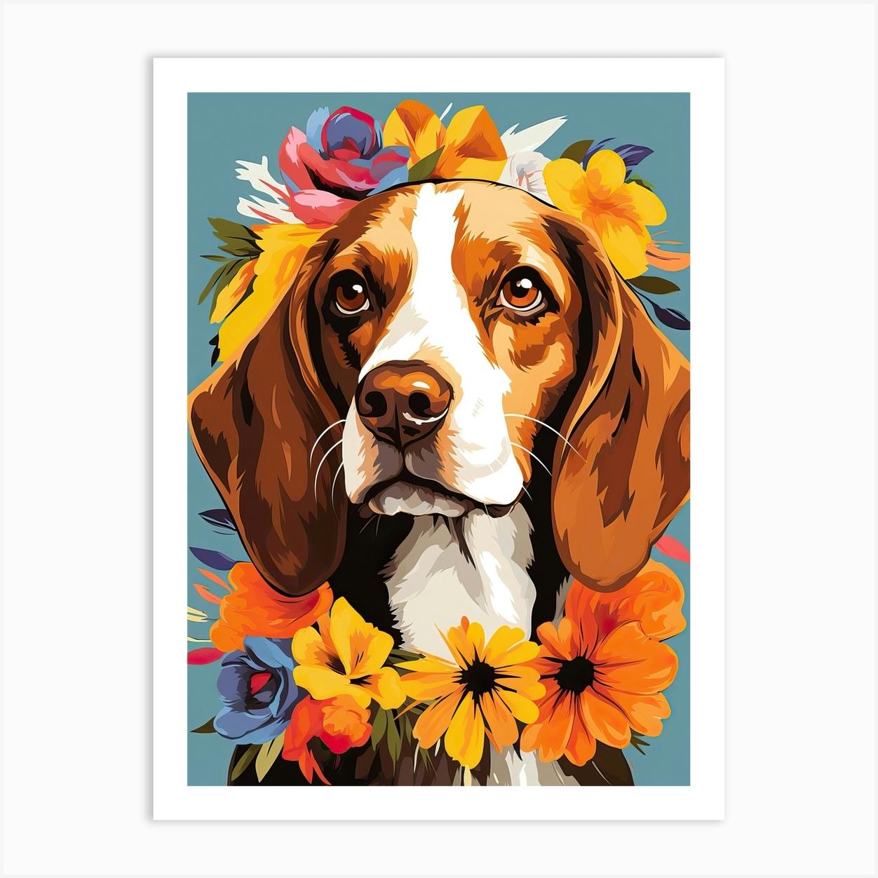 Dog with sales flower crown painting