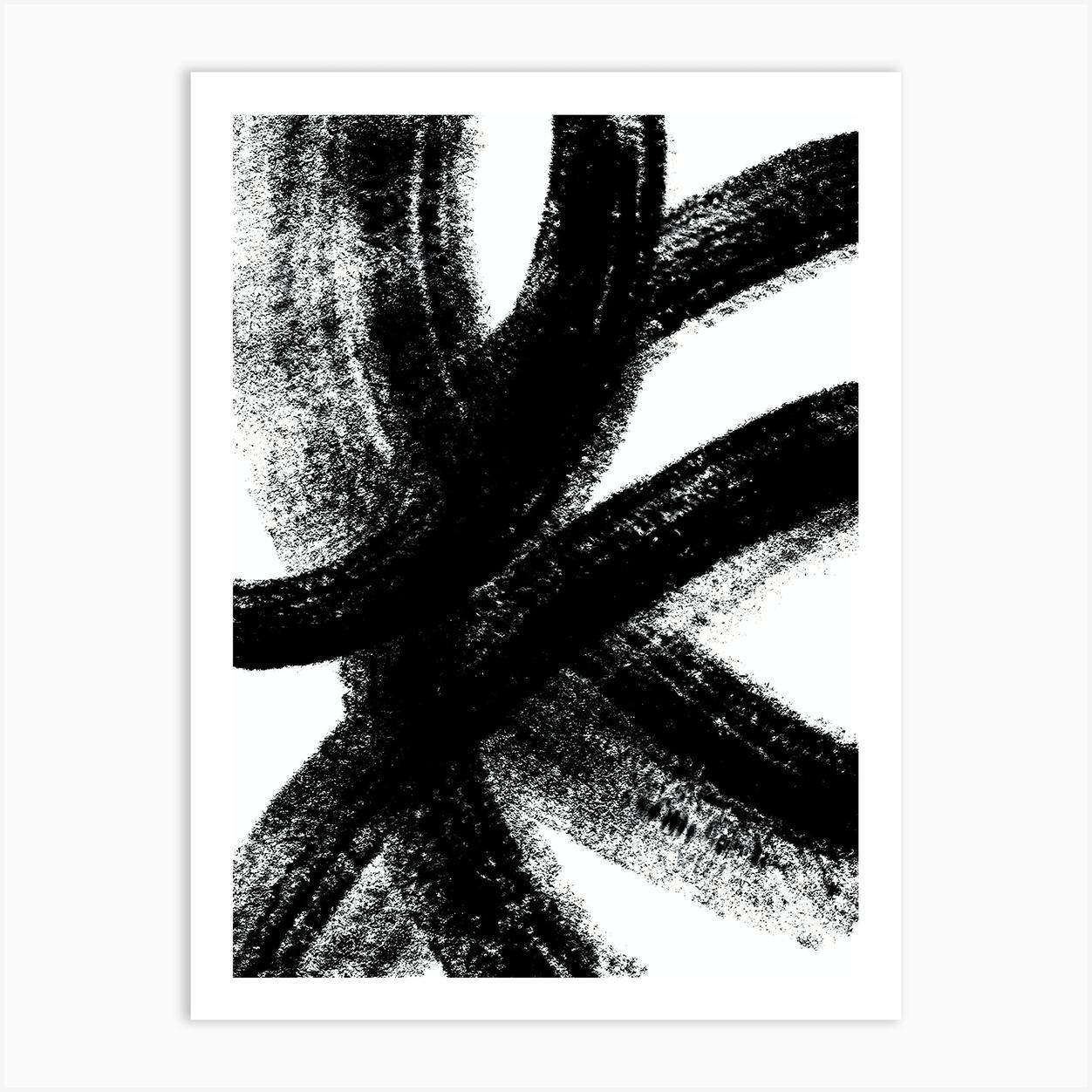 Black & White Abstract Wall Art Set of 2 Prints, Modern