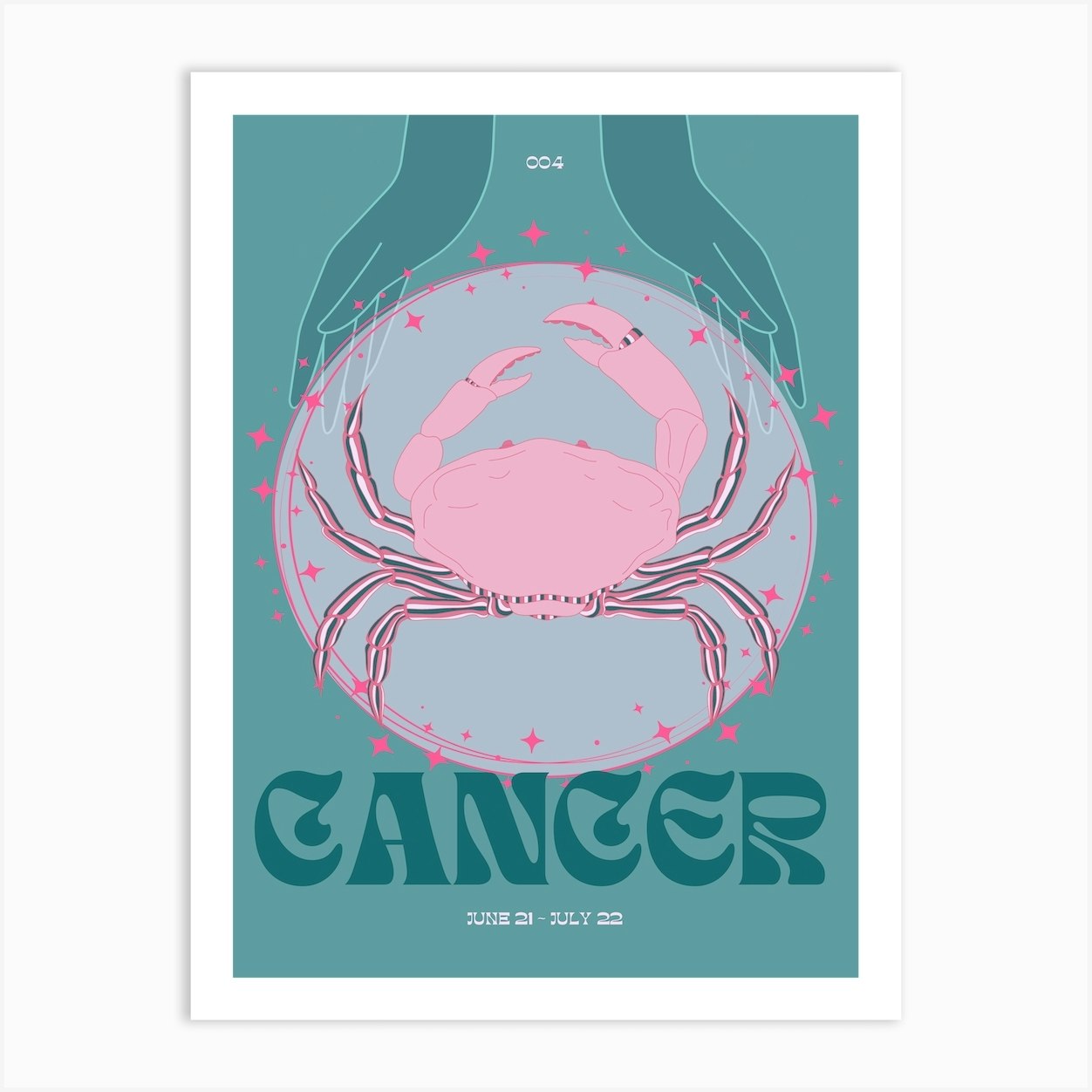 Teal Zodiac Cancer Art Print by Alaina Creates - Fy