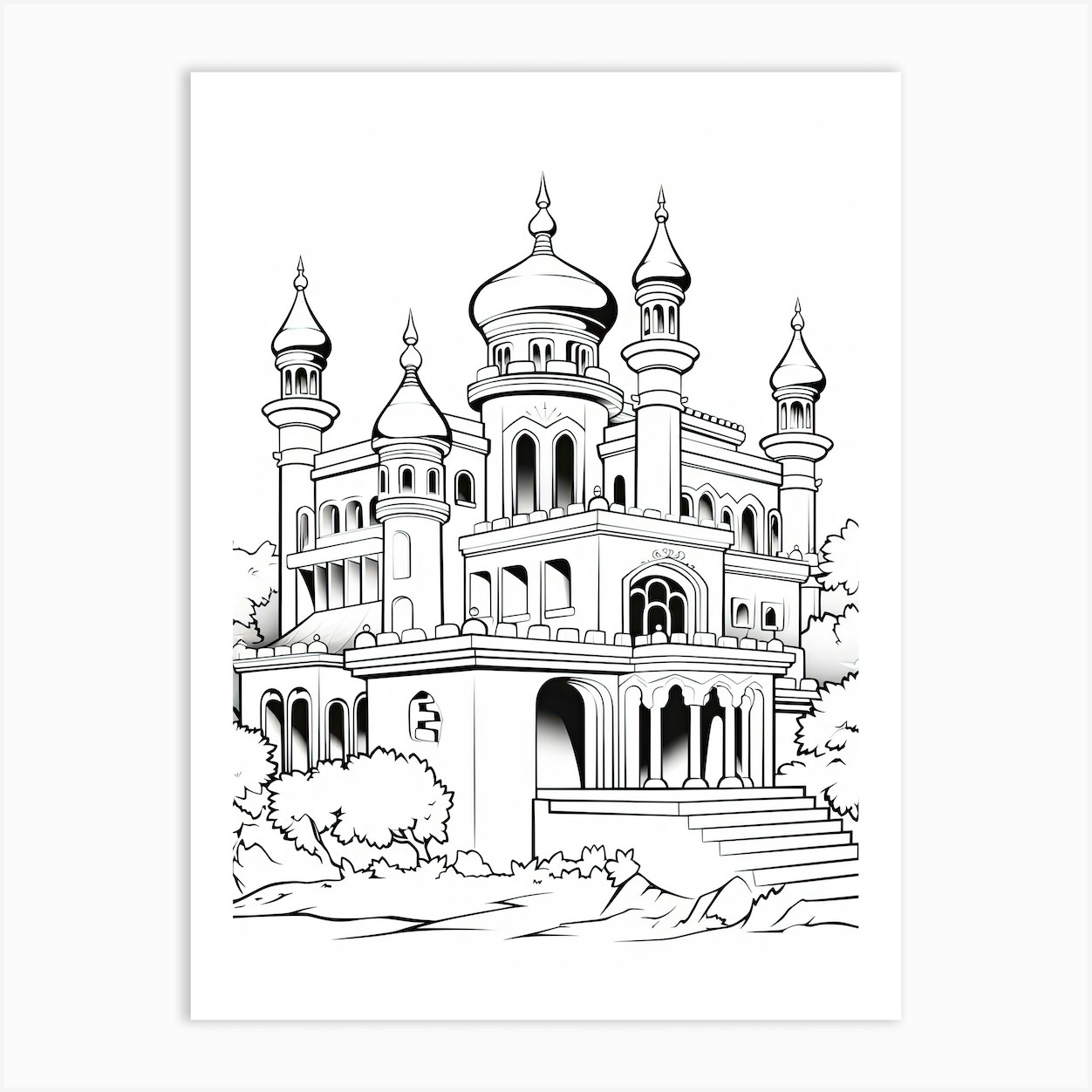 The Sultan S Palace (Aladdin) Fantasy Inspired Line Art 3 Art Print by ...