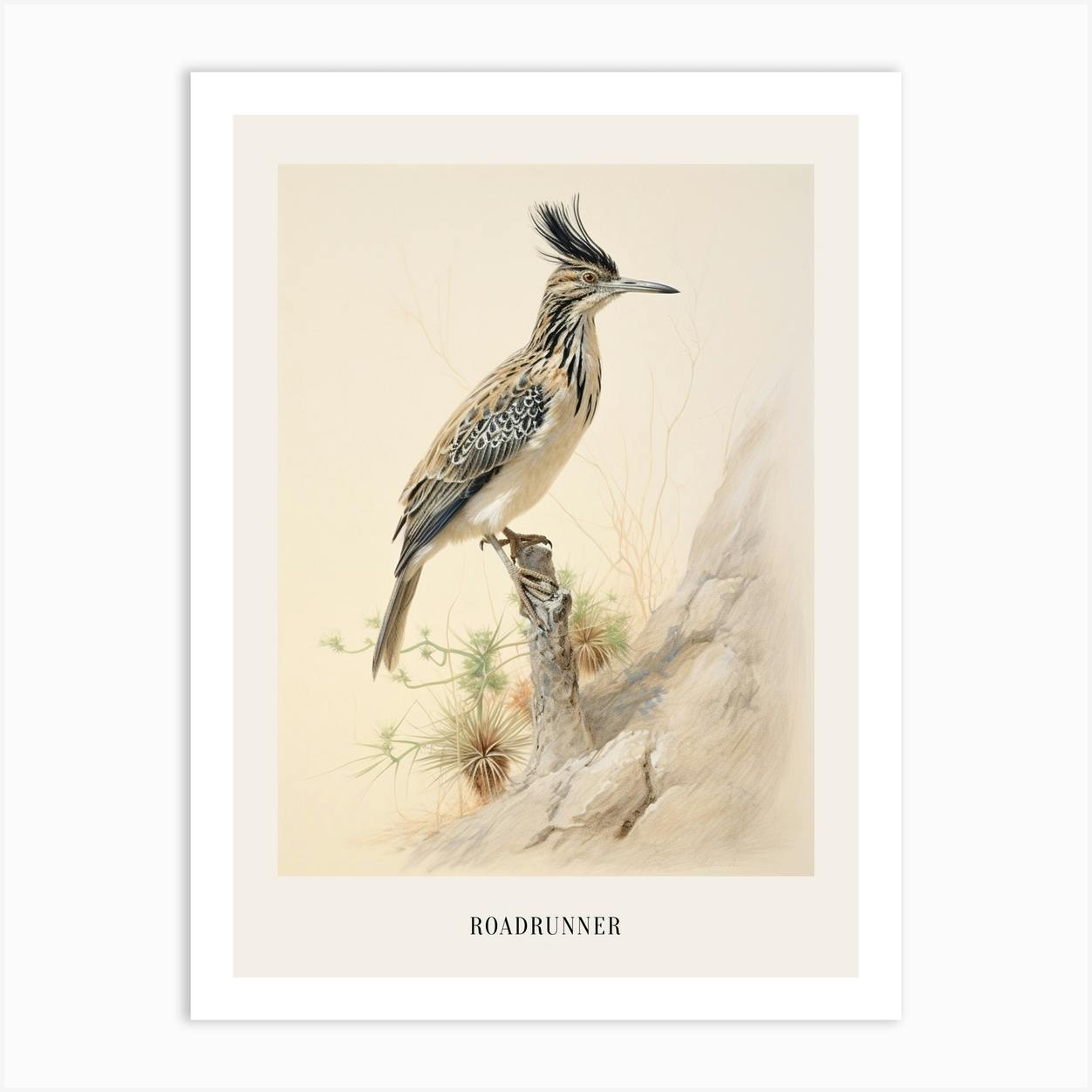 Vintage Bird Drawing Roadrunner 1 Poster Art Print By Feathered Muse Fy   3768f5e5 C02e 4698 8851 2e20cbaeea95 