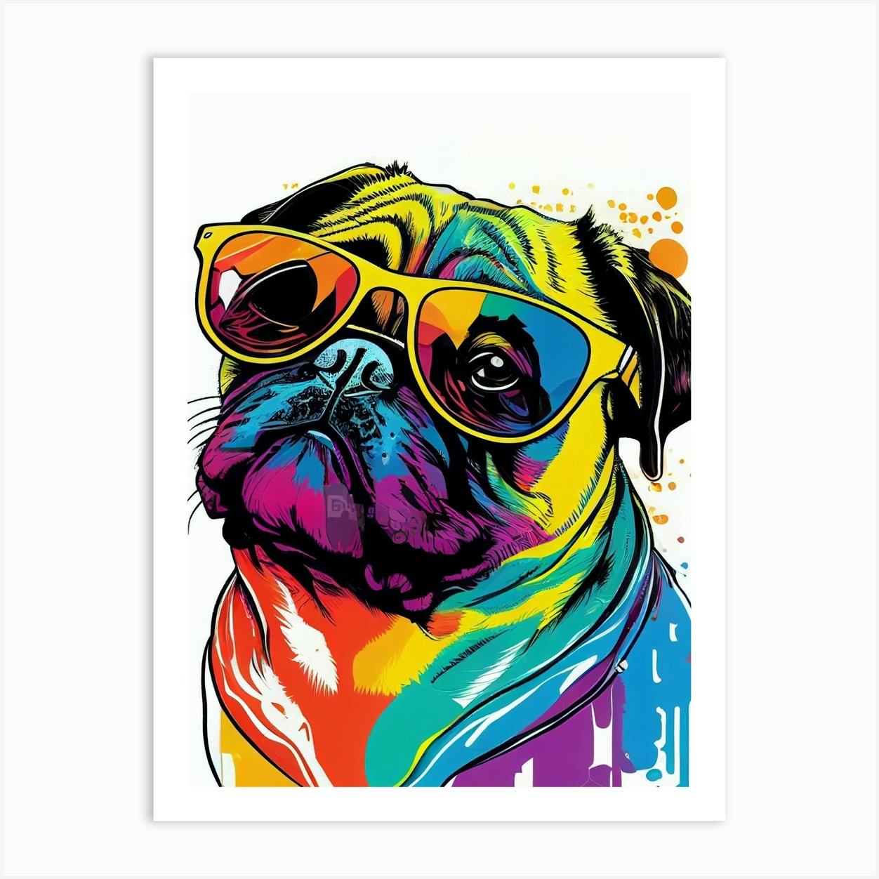 Pug art prints sale