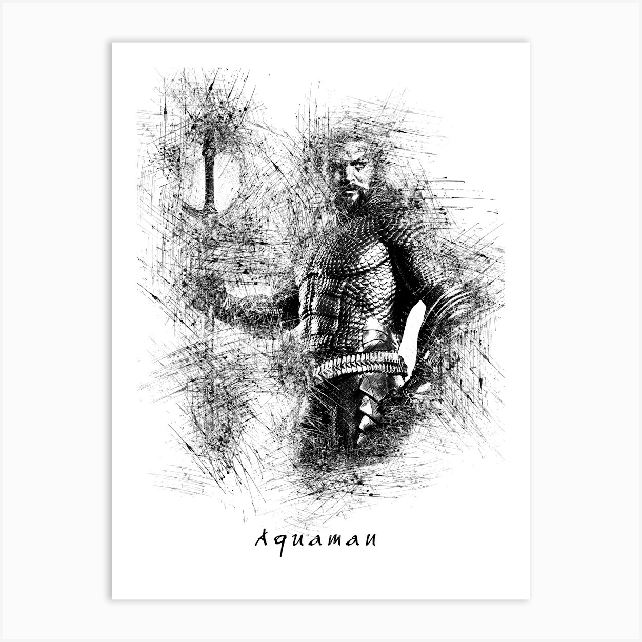 Aquaman Sketch Art Print by KunStudio - Fy