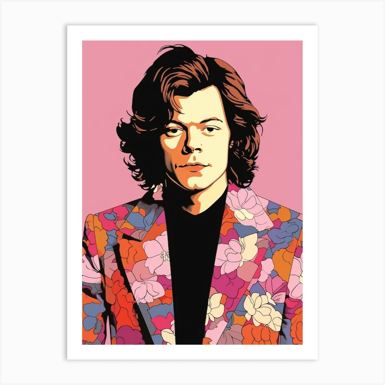 Harry Styles Pink Portrait 1 Art Print by Print Cult - Fy