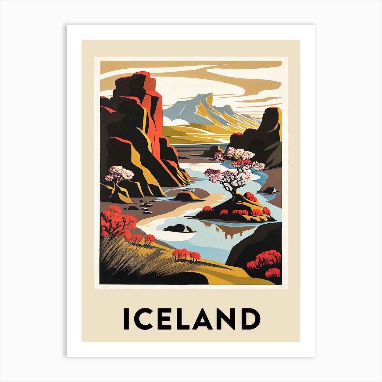 Iceland 4 Vintage Travel Poster Art Print by Travel Poster Collection - Fy