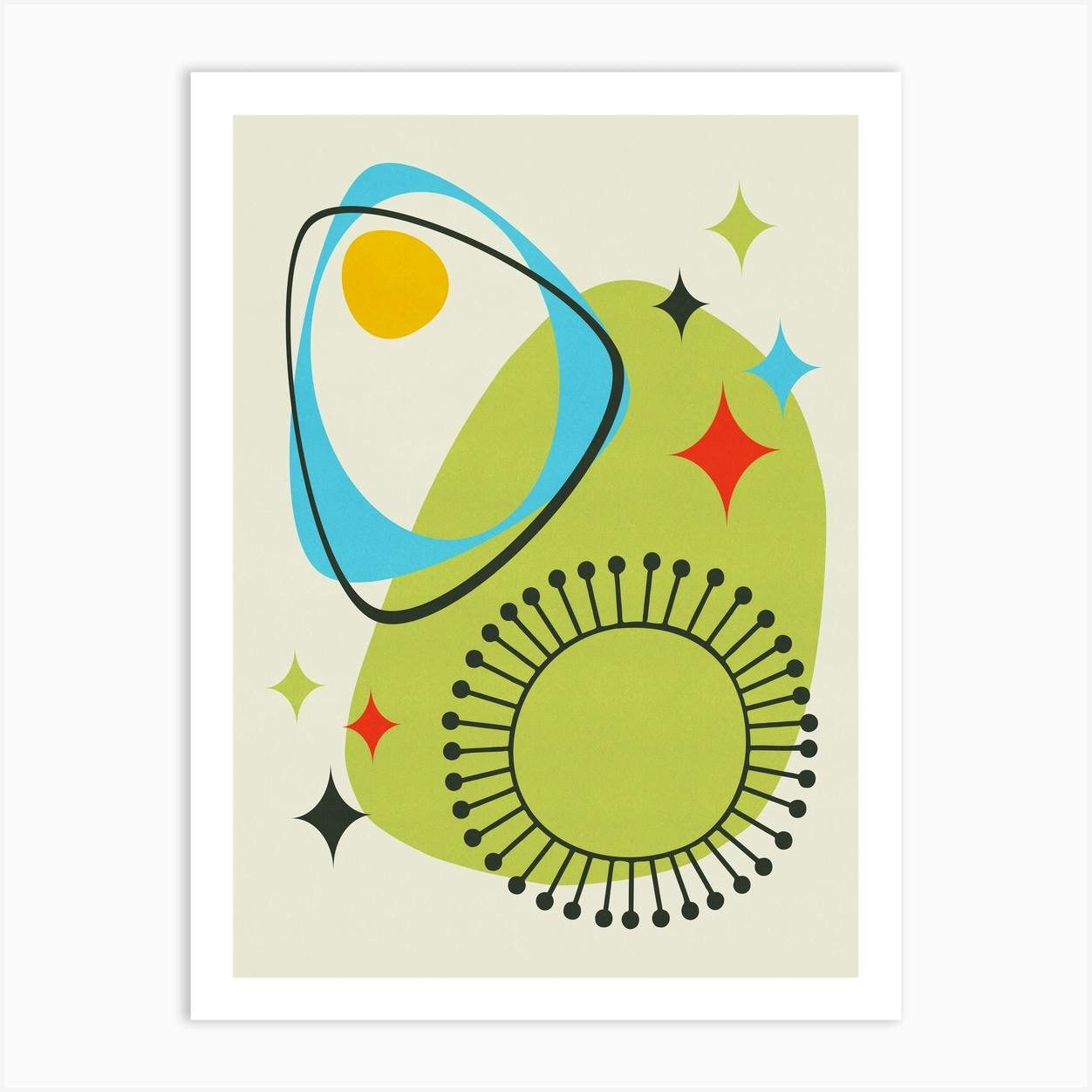 Mid Century Modern Atomic Age 14 Green Blue Art Print