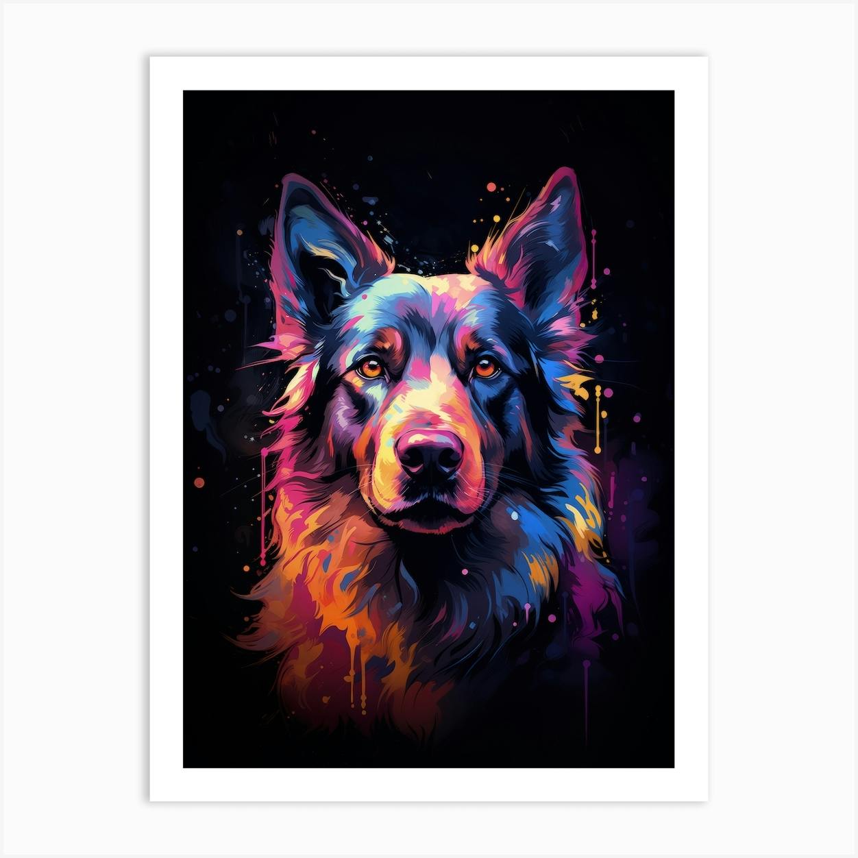 Colorful german best sale shepherd painting