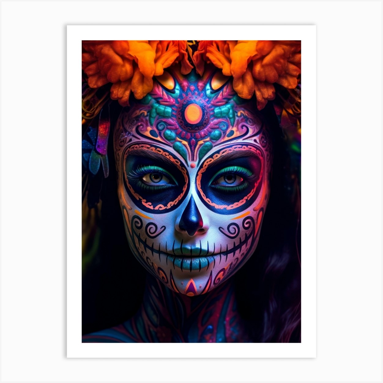 La Catrina Skull Girl Dia De Los Muertos Art Print By Lootprint Fy 