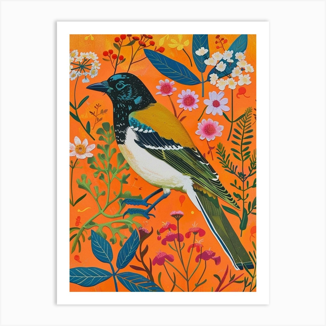 Spring Birds Magpie 3 Art Print by Feathered Muse - Fy