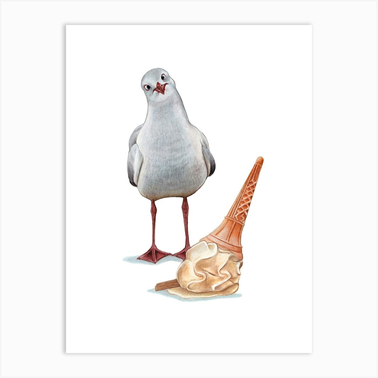 Seagull & Ice Cream Art Print by Beth Goodwin Designs - Fy