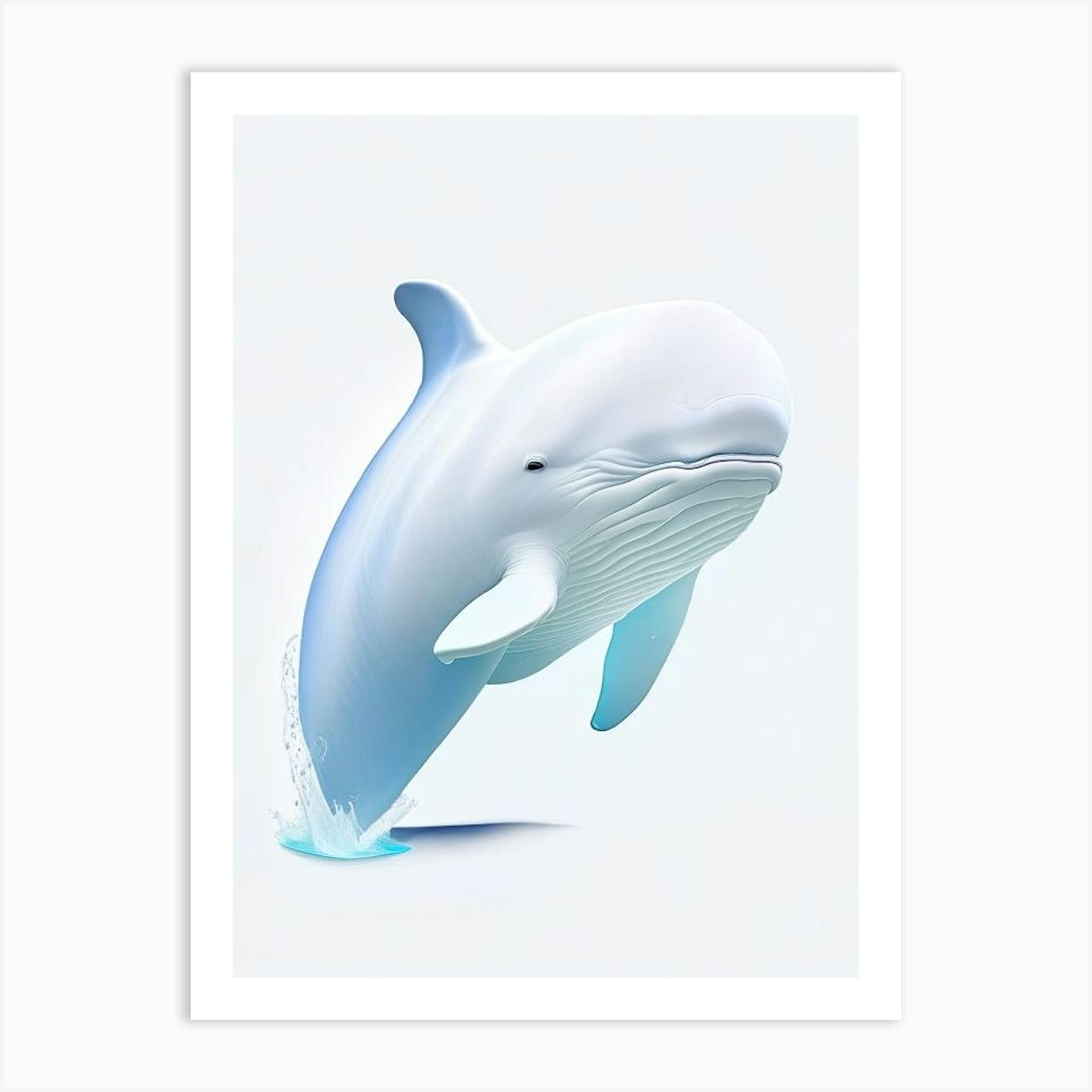 Beluga Whale Digital Illustration Art Print By Energy Of The Sea - Fy