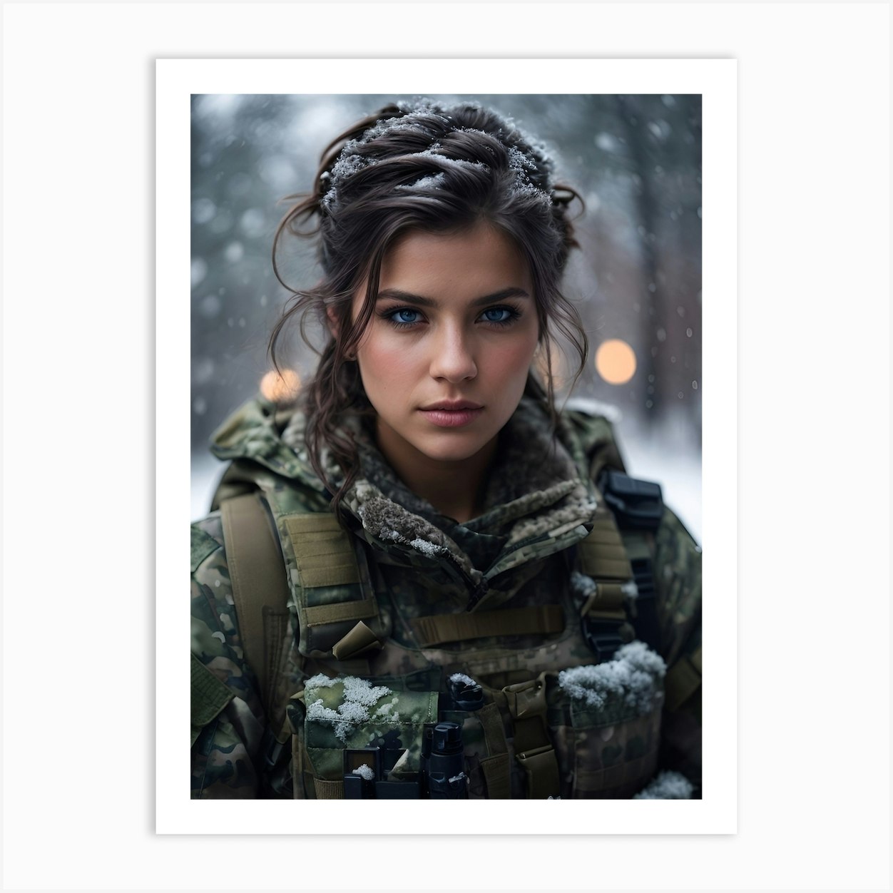 Beautiful Girl In Military Uniform Art Print by AiArt Mania Fy