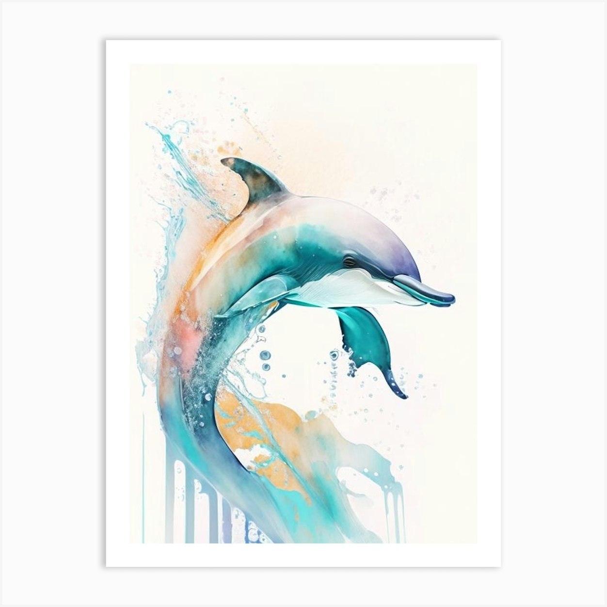 Heaviside S Dolphin Storybook Watercolour (3) Art Print by The Fish ...