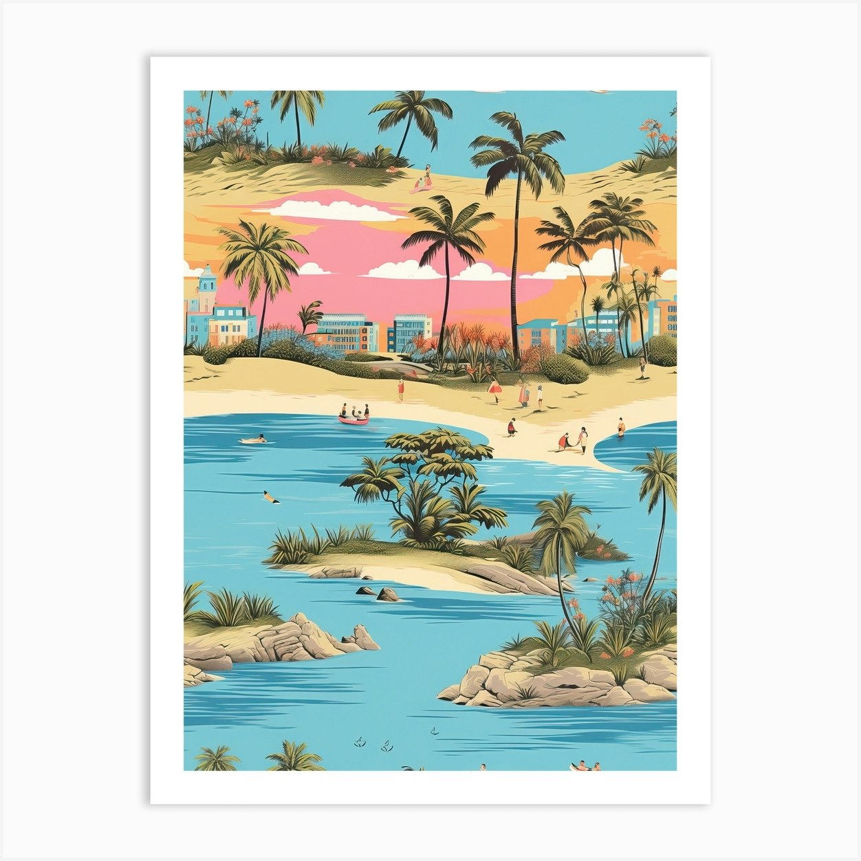 Gold Coast In Australia, Inspired Travel Pattern 3 Art Print by House