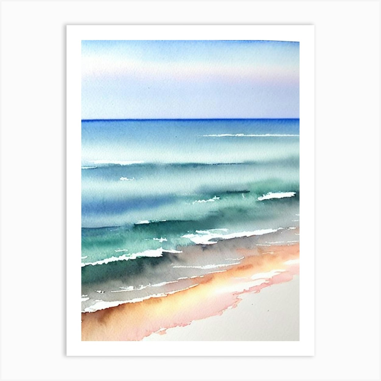 Montauk Beach 3, New York Watercolour Art Print by Sand & Surf Prints - Fy