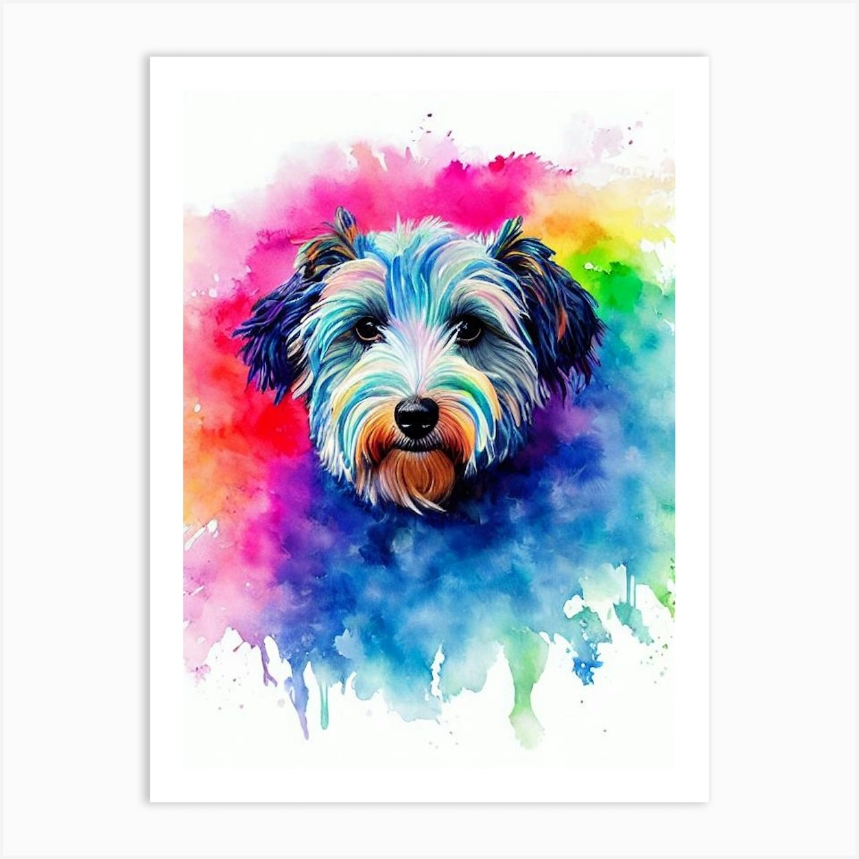 Pumi Rainbow Oil Painting Dog Art Print by Pooch Prints - Fy