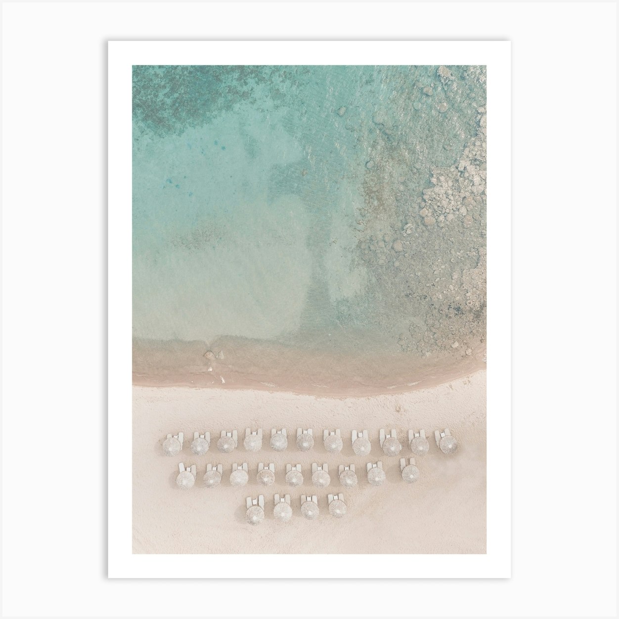 White Beach Cabanas Art Print by Alameda Fy