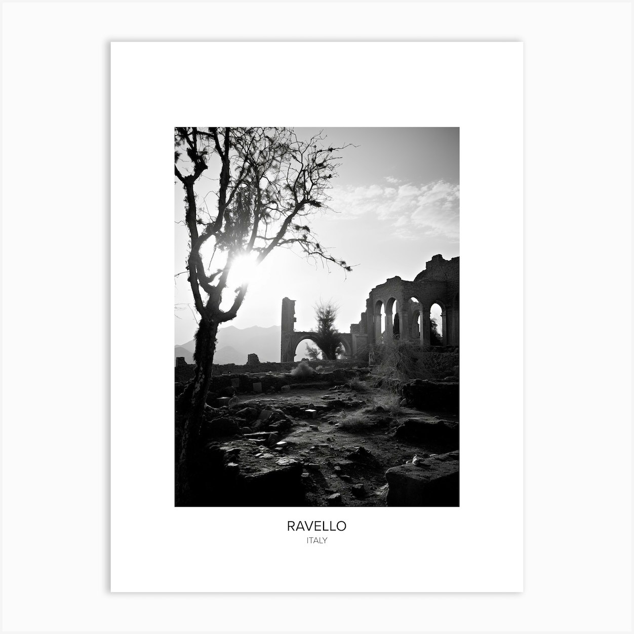 Poster Of Ravello Italy Black And White Photo 4 Art Print By