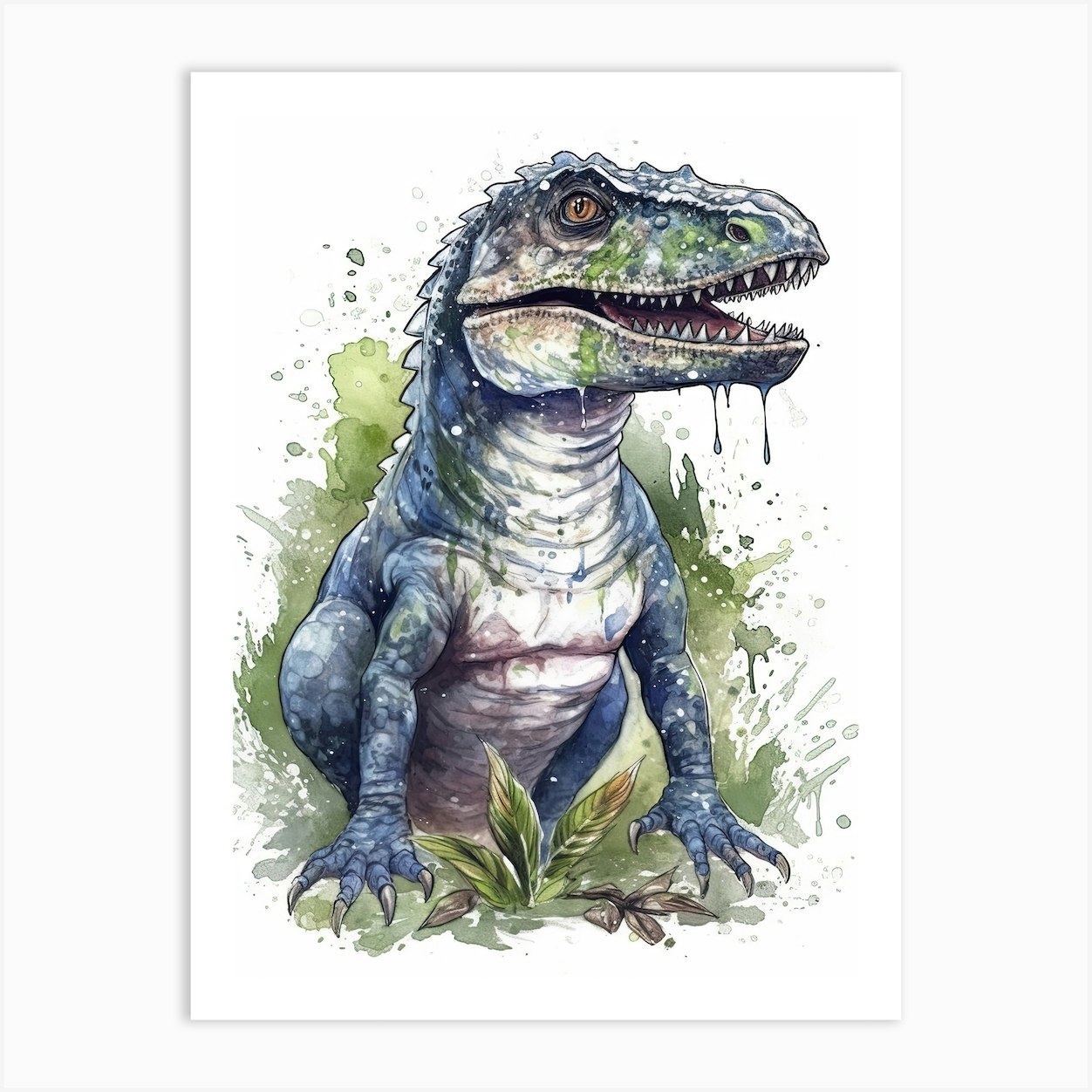 Indominus Rex Cute Dinosaur Watercolour 1 Art Print by Dino Dreams Art Fy