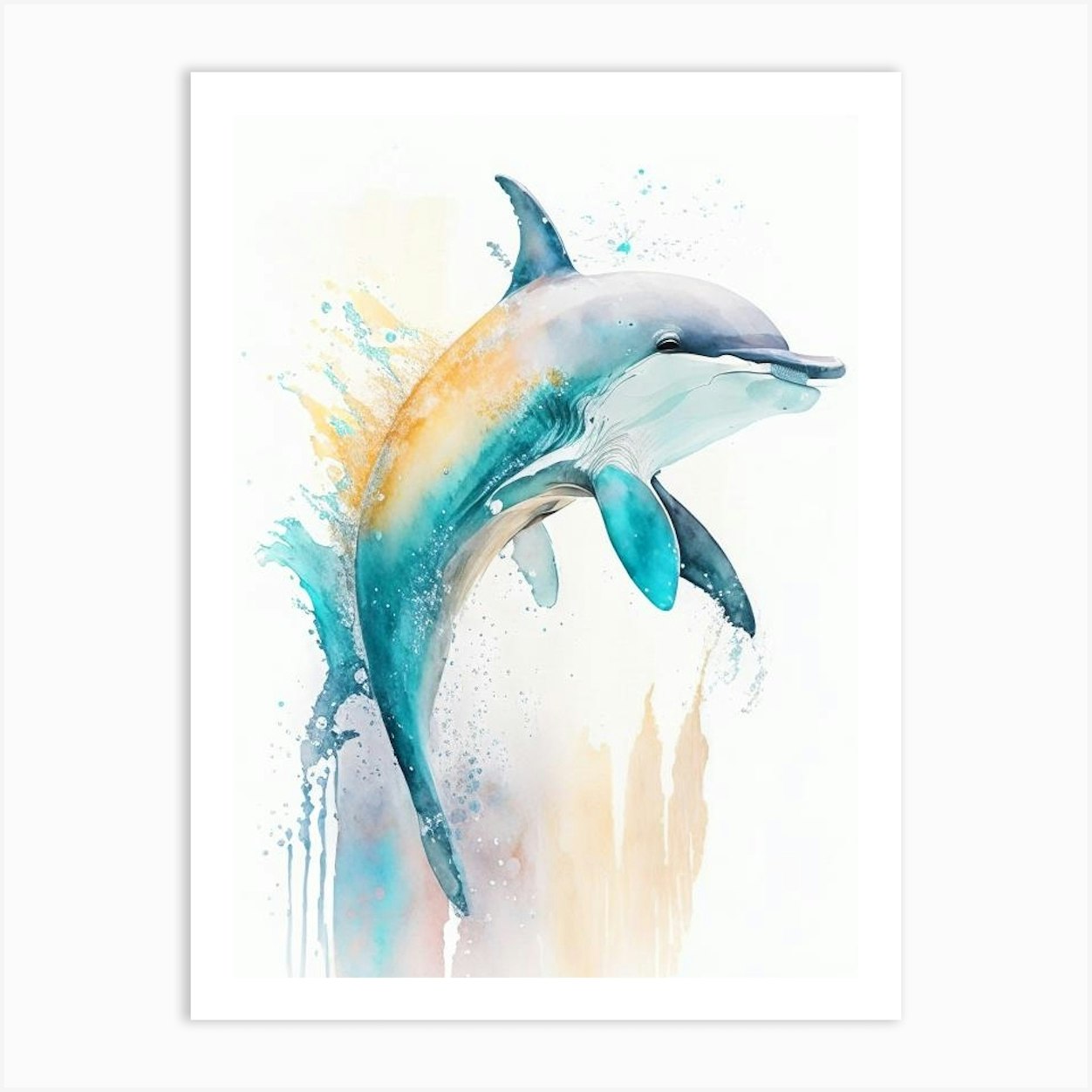 Heaviside S Dolphin Storybook Watercolour (1) Art Print by The Fish ...