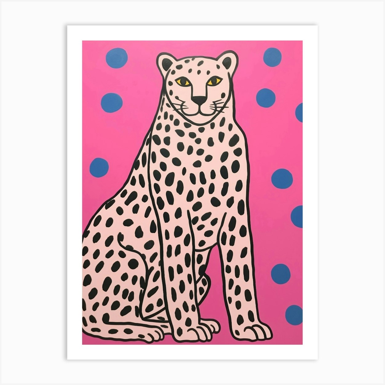 Pink Polka Dot Cougar 4 Art Print by Scribble Studio - Fy