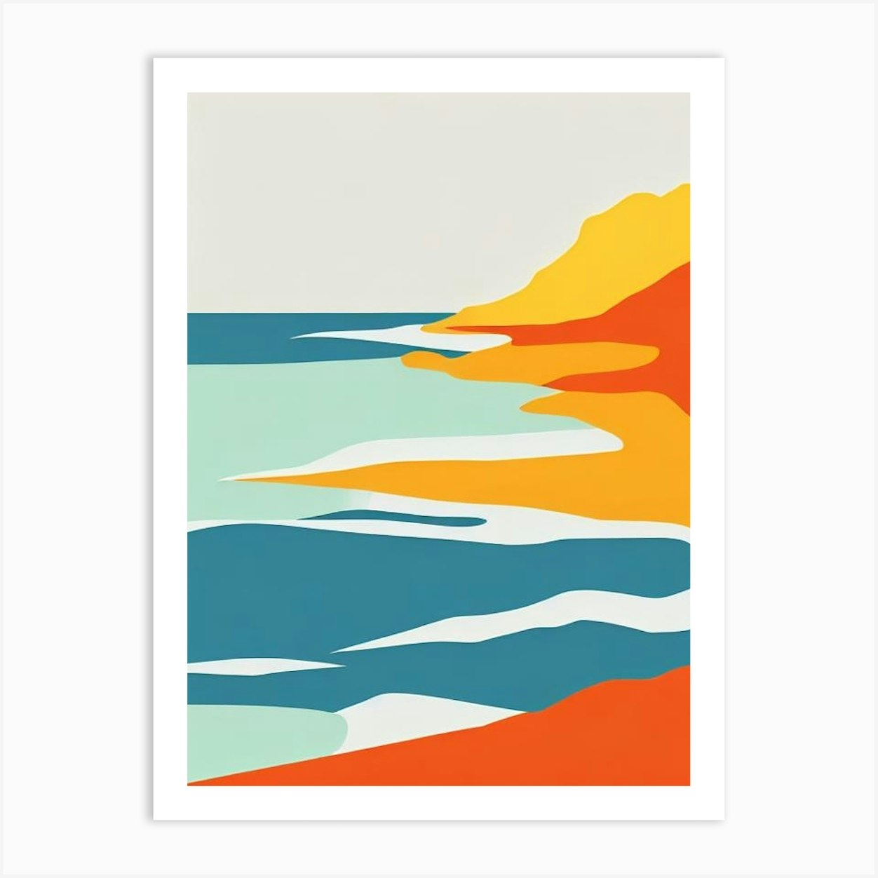 Burleigh Heads Beach Australia Midcentury Art Print by Seaside ...