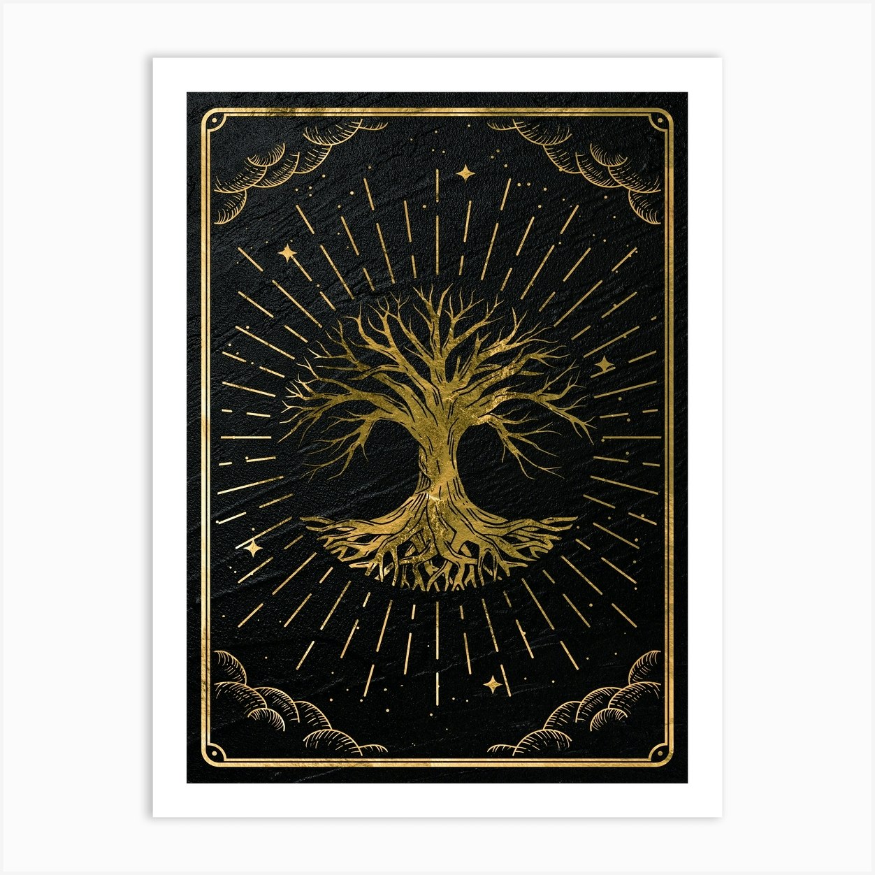 Gold Mystical Tarot: Tree of life Art Print by Synthwave1950 - Fy