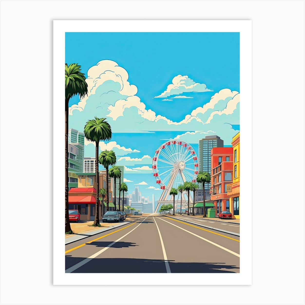 Myrtle Beach South Carolina, Usa, Flat Illustration 4 Art Print by
