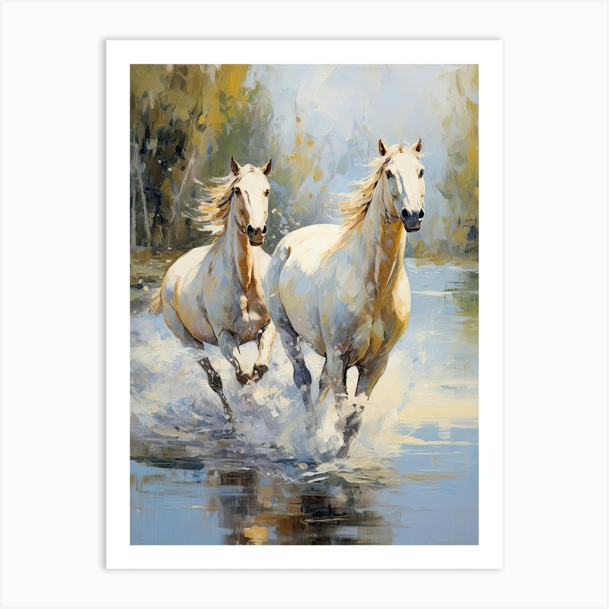 Horses Painting In Camargue, France 4 Art Print by Equine Masterpieces - Fy