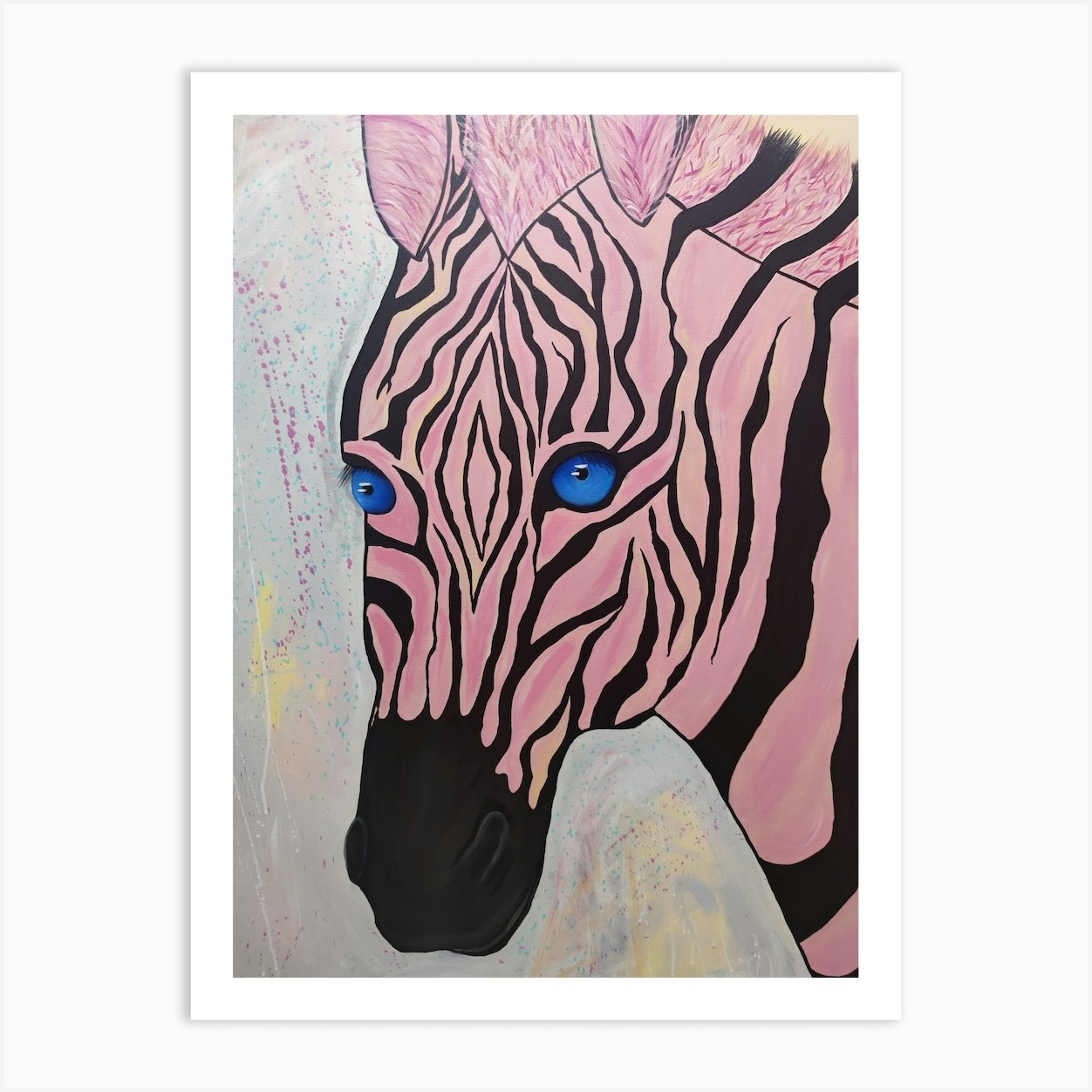 Pink Zebra Art Print by Olya Enina Fy