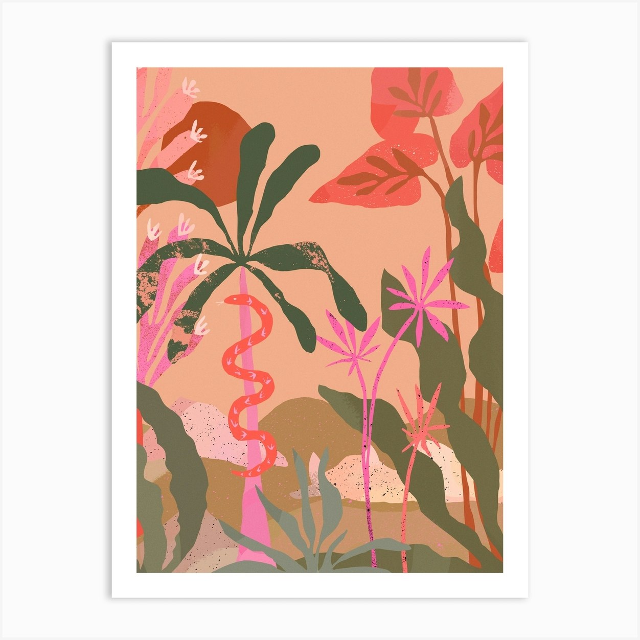 Sunbaked Pink Jungle Art Print by Superblooming Fy